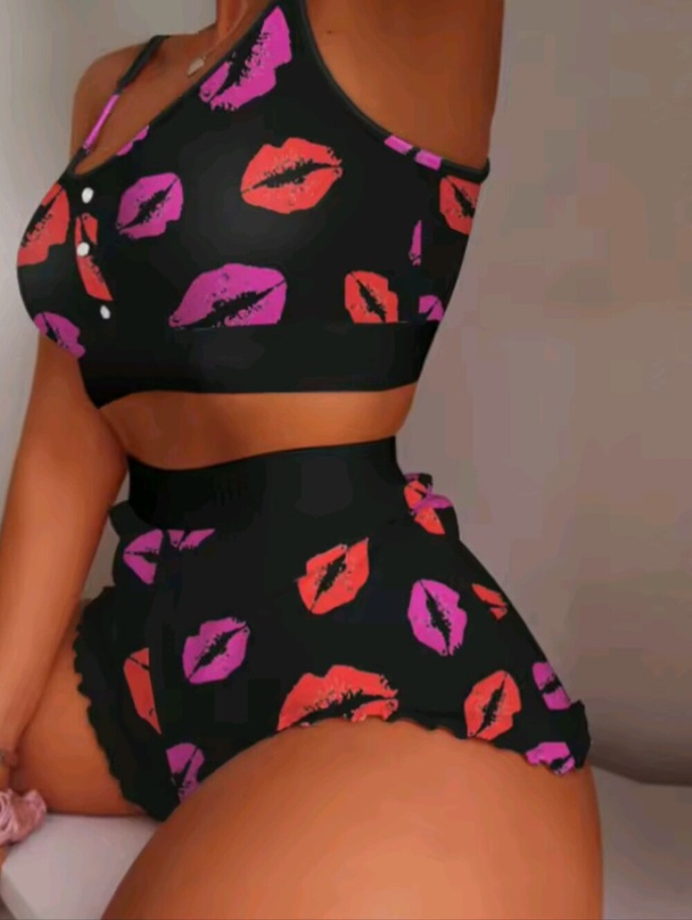 Women's 2 Pieces Set Pajamas Shorts Suit Multiple Print Underwear Sexy Lingerie